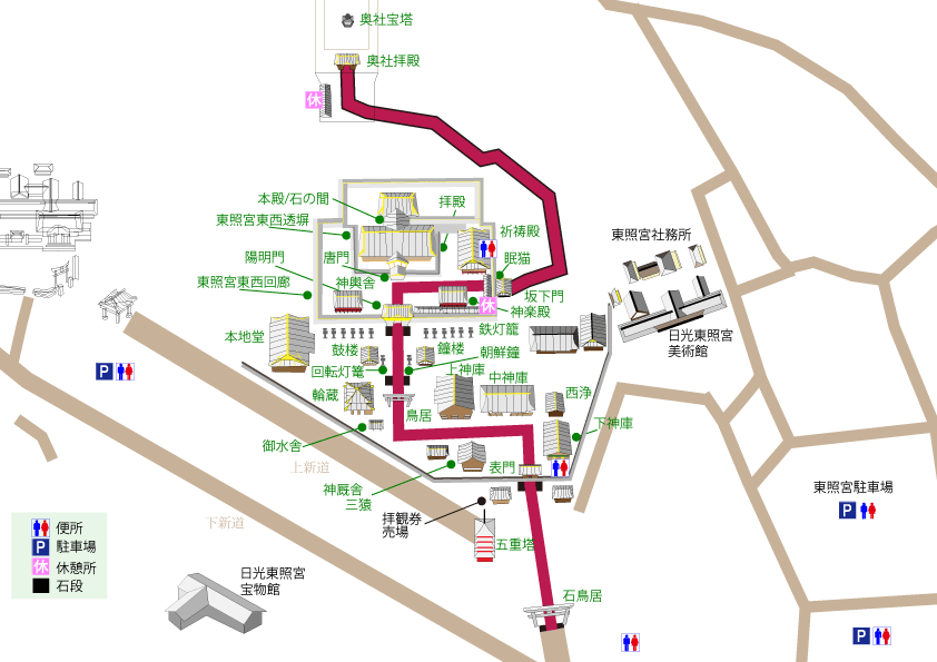 日光東照宮の三猿 神厩 神厩舎 観光 地図 時間 を紹介
